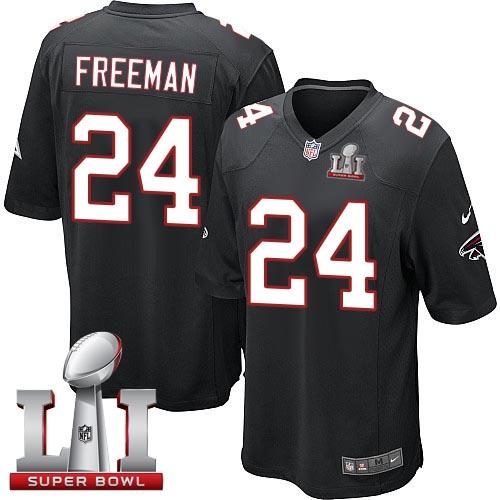 Nike Falcons #24 Devonta Freeman Black Alternate Super Bowl LI 51 Youth Stitched NFL Elite Jersey - Click Image to Close